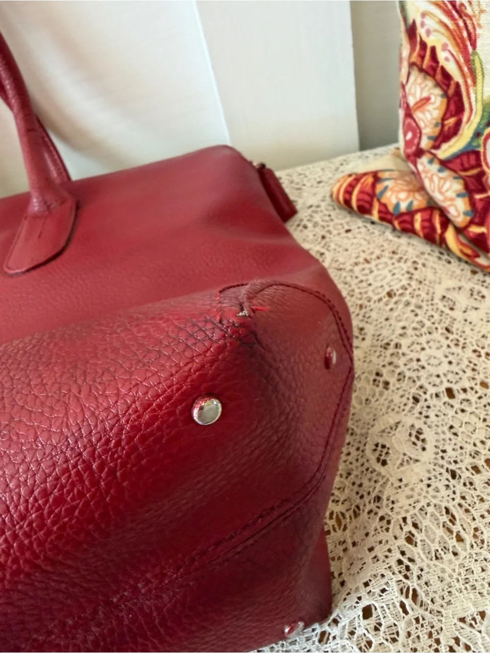 Tod’s Red Pebbled Leather Tote Style Bag